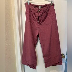 Anthropologie Maeve The Colette Cropped Wide Leg Pants Size 18W in Rusty Pink